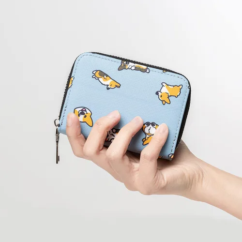 Vista 5 de Corgi - Cartera con cremallera para hombre, mujer, perro, mamá o perro papá, Azul, Corgi