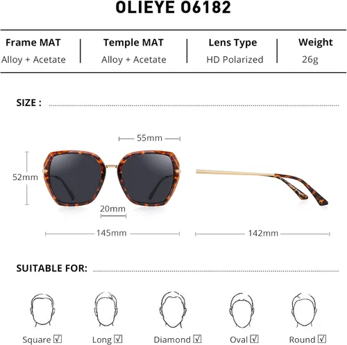 Vista 2 de OLIEYE - Lentes de sol polarizados para mujer, con protección UV400, anteojos de moda