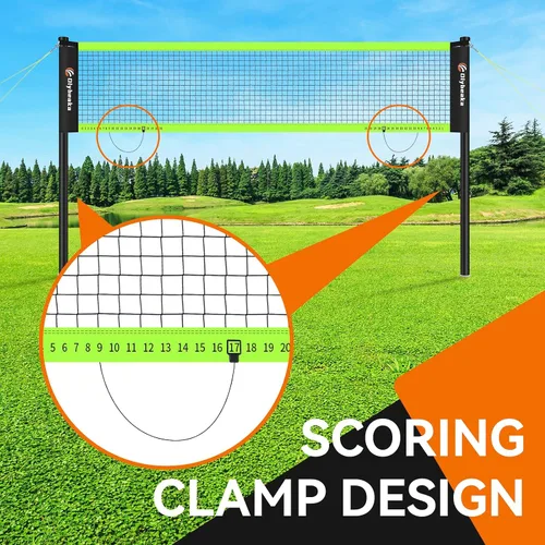 Vista 3 de 12ft Badminton Net Set for Backyard Beach with Durable Anti-Sagging Net, Heavy Duty Poles, 2 Aluminum Badminton Rackets, 3 Shuttlecocks, Carry Bag