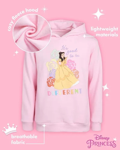 Vista 2 de Disney Sudadera de princesa para niñas Frozen Elsa Anna, Cenicienta, Belle, Moana sudadera con capucha (2T-7)