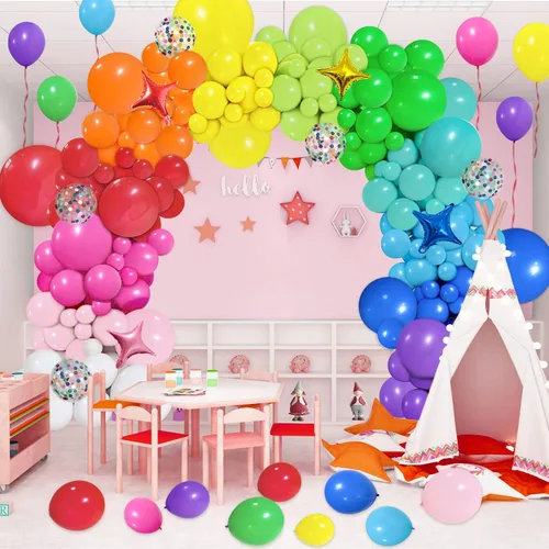 Vista 5 de PERPAOL Kit de arco de guirnalda de globos arcoíris de 146 piezas y 140 globos azul marino, rojo y blanco