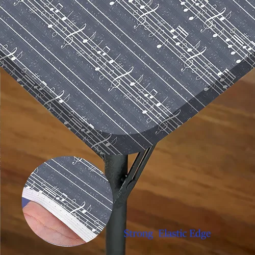 Vista 5 de Cassical Music - Mantel con bordes elásticos de canción de jazz, diseño de clave de agudos, lavable, a prueba de derrames, se adapta a mesas de 28 x