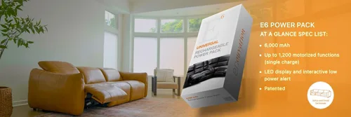 Vista 5 de Enouvation E6 Power Pack - Fuente de batería recargable de iones de litio de 6000 mAh para sillón reclinable de movimiento, sofá y muebles