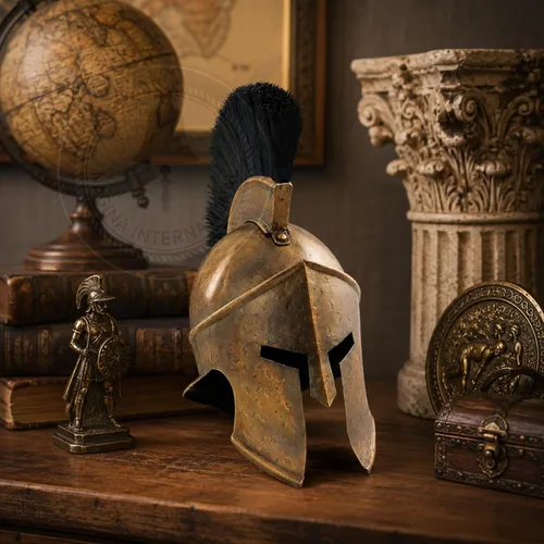 Vista 9 de Colección Royal Heritage: Nagina International - Casco romano espartano griego rey Leonidas en miniatura, auténtica réplica de películas 300