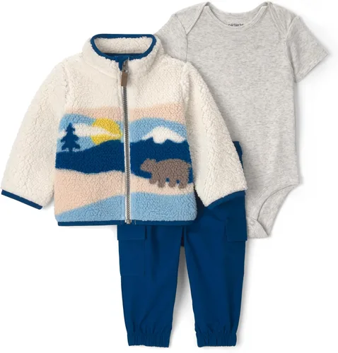 Vista 28 de Carter's Baby Boys' 3-piece Bodysuit Pant Sets Construcción azul