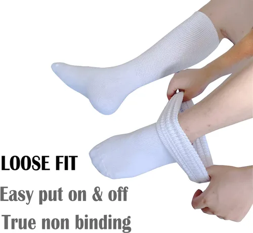 Vista 6 de CIRZUEX Calcetines Extra Anchos para Linfedema Pies Hinchados Pierna, Calcetines Bariátricos, Calcetín de Bota de Yeso, Diabético Sin Compresión