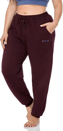 Vista 2 de ZERDOCEAN Pantalones deportivos de talla grande para mujer, pantalones deportivos ajustados para entrenamiento, yoga, descanso, con bolsillos