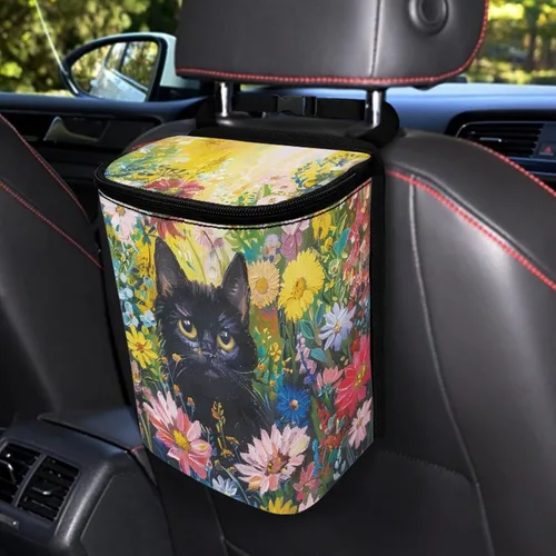 Vista 12 de Talayituse Cubo de basura portátil con estampado de camuflaje de bandera estadounidense, accesorios interiores de vehículos multifuncionales