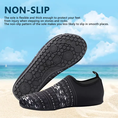 Vista 2 de Valennia Zapatos de agua para hombre y mujer, sin cordones, de secado rápido, ligeros, calcetines acuáticos para playa, natación, yoga, deportes al