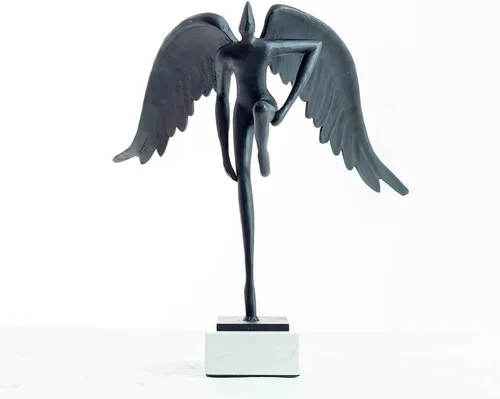 Vista 15 de Estatua de ángel sin cabeza de metal famoso de 20 pulgadas en pedestal blanco para exhibición del museo y decoración del hogar