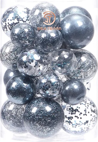 Vista 43 de Sea Team Juego de bolas de Navidad de plástico transparente, inastillables, varios tamaños, bolas decorativas de Navidad con decoraciones delicadas