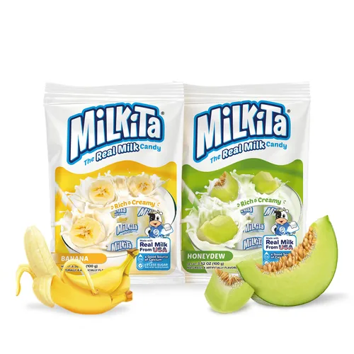 Vista 25 de Milkita Caramelo cremoso de leche de plátano – Dulces saludables bajos en azúcar con leche real para niños y adultos – Caramelos sin grasa y sin
