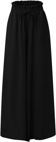 Vista 3 de Pantalones de pierna ancha para mujer, cinturón elástico, color sólido, pantalones palazzo, básicos, elegantes, culotte largo con bolsillo, S-2X