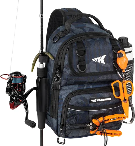 Vista 11 de KastKing Bolsa de Pesca con Eslinga BaitSpace, Mochila de Pesca con Soporte para Caña y Bebidas, Bolsa de Aparejos para Equipo de Pesca