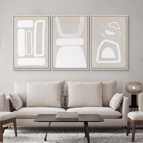 Vista 182 de SIGNWIN Lienzo enmarcado para pared, juego de arte neutro de bosque brumoso, ilustraciones en tono tierra, arte moderno, decorativo, bohemio