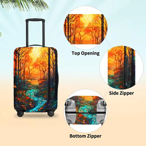 Vista 4 de URBEST Funda protectora para maleta, antiarañazos y suciedad, Otoño de vidrieras