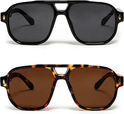 Vista 11 de VISOONE Retro Aviator Sunglasses for Men Women UV400 Vintage Shades