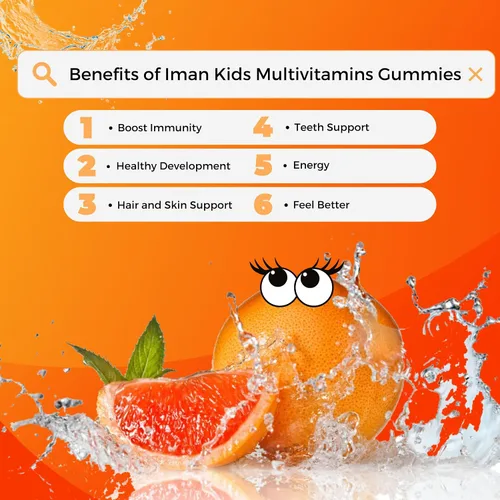 Vista 6 de Gomitas multivitamínicas Halal Kids Vitamina C, D, zinc, A, E, B6, B12, biotina, folato, inositol Fortalece el metabolismo, los huesos