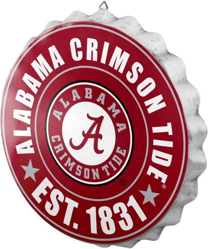 Vista 2 de foco Cartel de pared colgante con tapa de botella de metal con logotipo del equipo Texas A&M Aggies