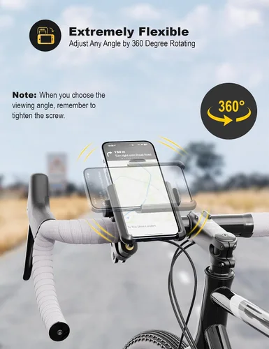 Vista 6 de Grefay Soporte universal de teléfono para manillar de motocicleta 【1S liberación rápida】 Abrazadera de teléfono de bicicleta antivibración