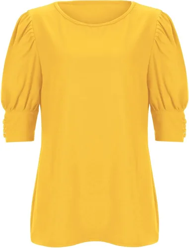 Vista 3 de Camiseta de manga corta para mujer, cuello redondo, holgada, casual, de manga corta, para mujer