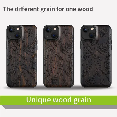 Vista 7 de Carveit Funda magnética de madera para iPhone 13 [madera real dura y TPU suave] funda protectora de madera única y elegante a prueba de golpes