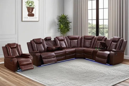 Vista 10 de A Ainehome Juego de sofá modular reclinable eléctrico con luz LED, sofás seccionales de cuero, juegos de muebles de sala de estar, juegos de sofá