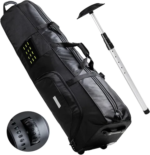 Vista 7 de Bolsa de viaje de golf con ruedas - Funda de golf Oxford resistente aprobada por aerolíneas para clubes, carrito y bolsa de soporte, cubierta
