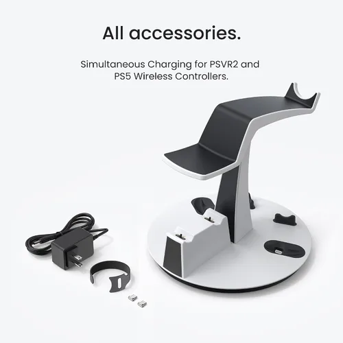 Vista 8 de KIWI design D2 3-in-1 Controller Charging Station for PSVR2 and PS5 with VR Display Stand and LED-Charging Indicator