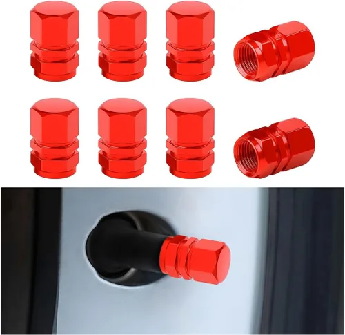 Vista 23 de Osilly Tapones de válvula de vástago de neumático de automóvil, 4 piezas de cubiertas de vástago de válvula de aleación de aluminio, resistentes a