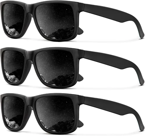 Vista 16 de KALIYADI Sunglasses Men Polarized Sun glasses for Mens Womens Classic Matte Black Frame UV Protection 3pack negro + negro + amarillo + amarillo