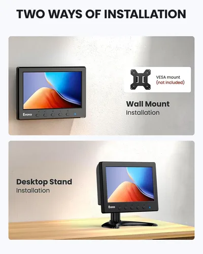Vista 7 de Eyoyo Monitor Mini 7 Pulgadas Pequeno Monitor HDMI 1024x600 Pantalla LCD HDMI AV VGA BNC USB Entrada para NVR Cámara de Seguridad CCTV Cámara