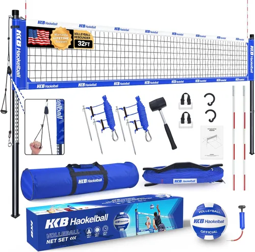 Vista 11 de Outdoor Volleyball Net for Backyard, 32FT Anti-Sag Net with Steel Poles