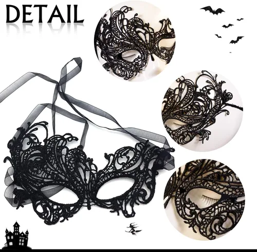 Vista 3 de Kaliosy Máscara de Halloween para mascarada, de lujo, sexy, medio velo, máscara veneciana, para carnaval, club nocturno, baile de graduación, boda