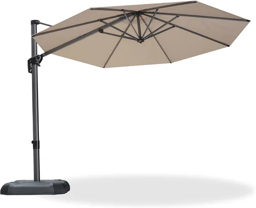 Vista 77 de PURPLE LEAF Sombrilla de patio de 8 pies para exteriores, sombrilla voladiza cuadrada de aluminio con rotación de 360 grados para jardín, terraza