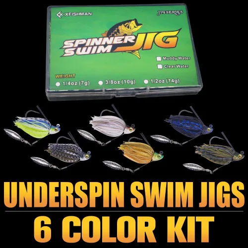Vista 7 de Plantillas de natación para lubina, señuelos de pesca Swimbait Underspin Jigs 1/2 3/8 1/4 oz Surtido de 6 paquetes (6 colores)