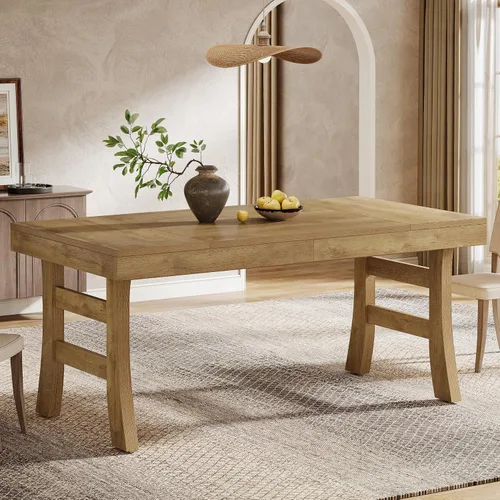Vista 3 de Tribesigns Mesa de comedor de 63 pulgadas para 4-6 personas, mesa rectangular grande de cocina con patas resistentes para cocina del hogar, comedor