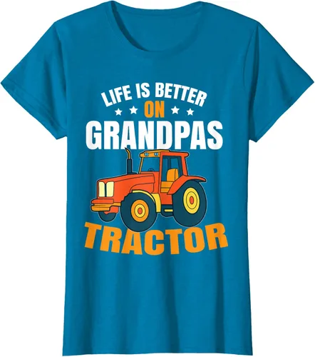 Vista 101 de Life Is Better On Grandpas Tractor Kids Farm Tractor Boy Camiseta, Negro