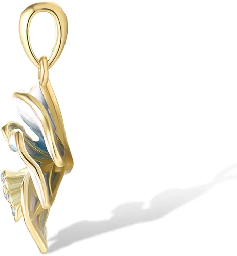 Vista 2 de Santuzza Colgante de flor esmaltada de oro macizo de 10 quilates sin cadena para mujer