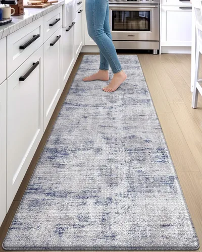 Vista 13 de DEXI Alfombrillas de cocina acolchadas antifatiga 23 x 86 pulgadas, color Azul