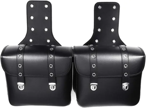 Vista 4 de Alforjas de cuero PU para motocicleta Softailfor Scooter Honda Suzuki Yamaha Street Sportster