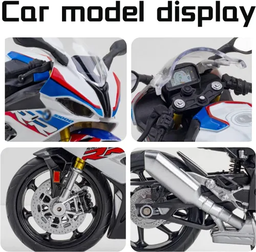 Vista 3 de COOLPUR Modelo de motocicleta fundido a presión para S1000RR, modelo de motocicleta realista, juguete o colección de moto para niños a escala 1:12