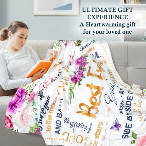 Vista 3 de Regalos de cumpleaños para mejor amiga, regalos para mejores amigas, ideas de regalos de mejor amiga para mujeres, manta de regalo de amistad