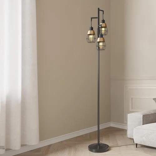 Vista 7 de Oneach Lámparas de pie de 68" para sala de estar, lámpara de pie ajustable sin escalones estilo bohemio con 3 bombillas, lámpara de pie alta