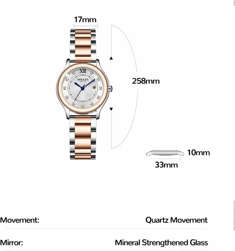 Vista 6 de Reloj de cuarzo para mujer, relojes analógicos de cuarzo de moda impermeables para mujer