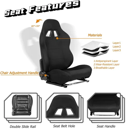 Vista 5 de Dardoo Racing Wheel Stand Cockpit with Black Seat Fits for Logitech G29 G920&G923 Thrustmaster T300RS TX Fanatec PC PS4 Xbox G920 Simulator Racing