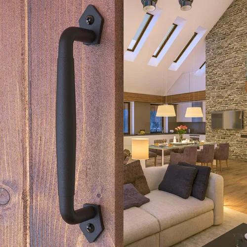 Vista 24 de Tirador Clásico de Puerta – Tirador de Acero Resistente para Portones, Puertas de Granero, Cercas Exteriores, Negro, 7 Pulgadas