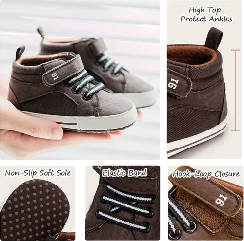 Vista 4 de KaKaKiKi - Tenis de lona para bebé infante niños tenis con suela de goma antideslizante tenis de caramelo caminantes primerizos precaminando tenis