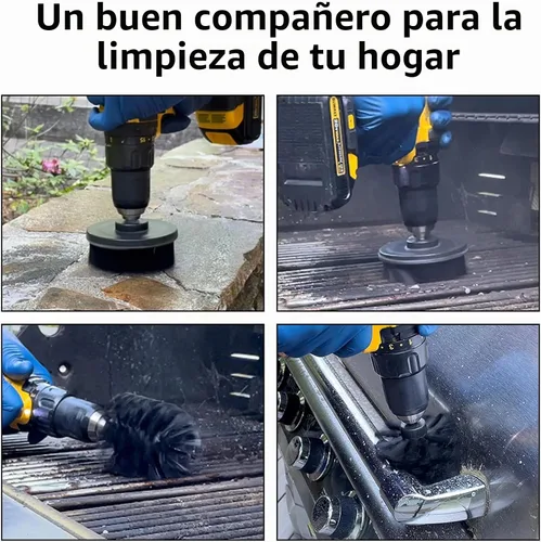 Vista 6 de Juego de 8 piezas de accesorios para cepillo de taladro, kit de cepillo de limpieza de potencia con accesorio largo extendido, cepillos de taladro