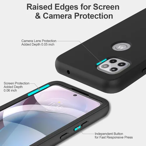 Vista 4 de V/A - Funda para Motorola One 5G Ace con protector de pantalla integrado, protección de cuerpo completo a prueba de golpes, parachoques delantero